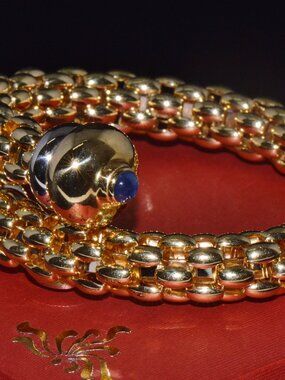 Rare FOPE Flex’it Blue Sapphire Woven Wrap Bangle Bracelet in 18K Yellow Gold